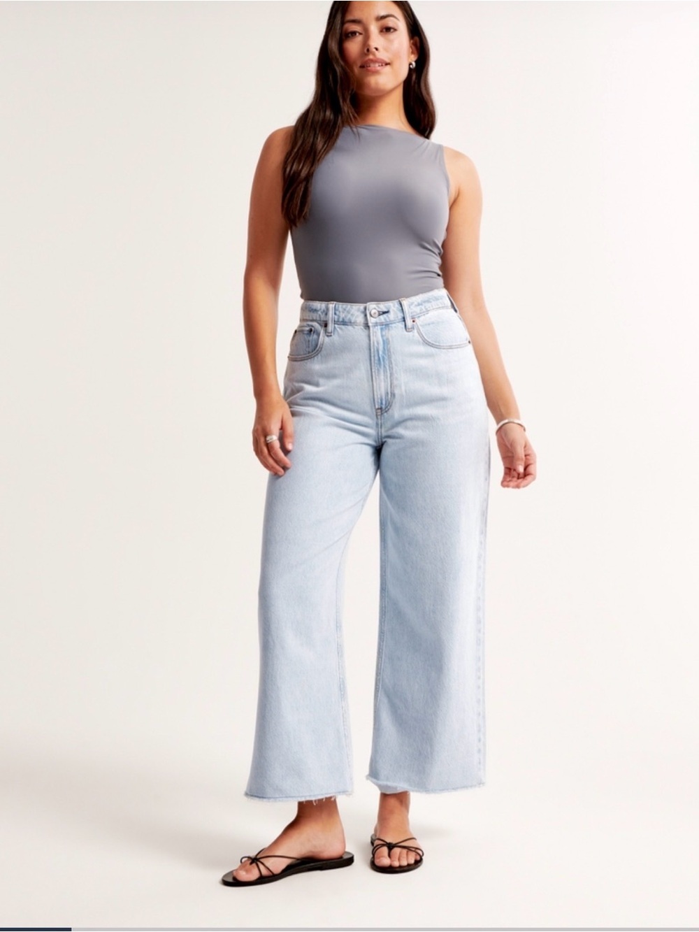 Abercrombie Curve Love Cropped Wide Leg 28 Long